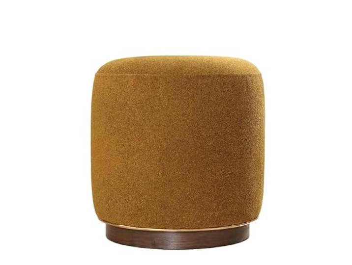 Atelier Del Sofa Olivgrüner Pouf mit Holzbeinen, 43 cm hoch, 42 cm tief 100% Baumwolle & 35 DNS Orthopädischer Schaumstoff Stilvolles und bequemes Accessoire für Moderne Wohnräume