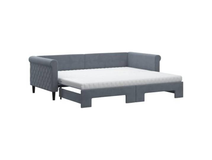 PUGYNBK Schlafsofa, Samt, Dunkelgrau, 90 x 200 cm 2 in 1, 2 Schaumstoffmatratzen, Holz- und Metallstruktur, modernes Design