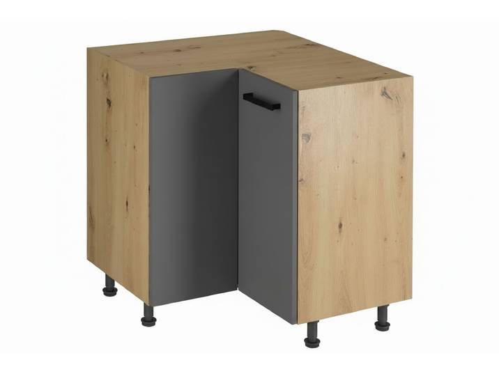 Eckunterschrank D90N – Velora – Grau – Griff aus Metall