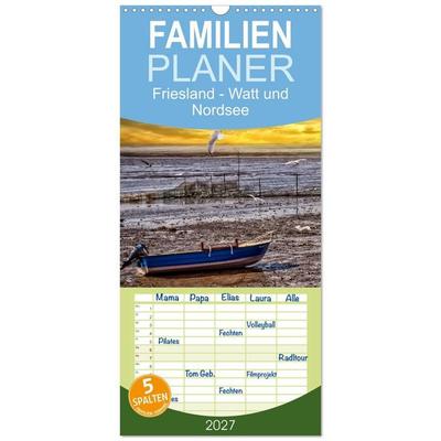 Familienplaner 2027 - Friesland - Watt und Nordsee mit 5 Spalten (Wandkalender, 21 x 45 cm) CALVENDO