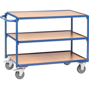 Fetra Tischwagen 2952, aus Metall & Holz, mit 3 Etagen, Tragkraft 300kg, 1000 x 600mm