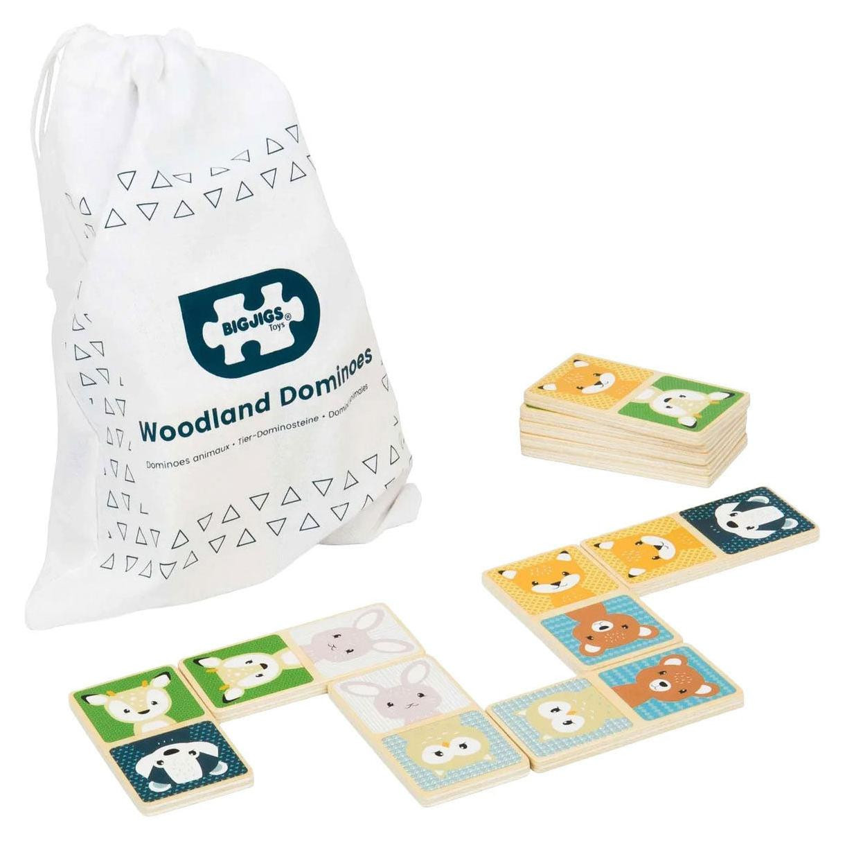 Bigjigs Houten dominostenen met bosdieren