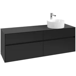 Villeroy & Boch Waschbeckenunterschrank Collaro C05100, Eckig, Volcano Black, 1600x548x500mm, mit SoftClosing, 4 Auszüge, Hahnlochbohrung werkseitig vorgebohrt