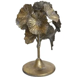 Chic Antique Kerzenständer mit Gold Blumen, H24 x Ø18 cm, antique messing