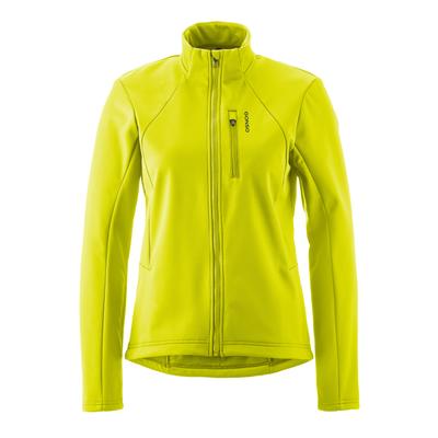 Fahrradjacke GONSO "ADVENTURE JACKET SOFTSHELL W", Damen, Gr. 36, gelb, 100% Polyester, Rundhals, Jacken Fahrradjacke, Damen Radjacke, atmungsaktiv, Slim Fit
