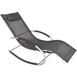 DELUKE Schaukelliege ANIKA Stahl Schwarz Kunststoff Sonnenliege Relaxliege Gartenliege