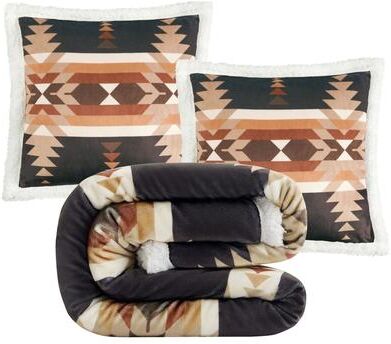 Indigo Hill by HiEnd Accents Campfire Sherpa Fleece Throw, 1PC or 3PC