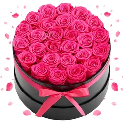 VEVOR 27 Stk. Ewige Rosen in runder Box, konservierter Blumenstrauß, Blumen Geschenkbox für ihre Frau, Mütter, Liebespartner, zur Hochzeit, zum Muttertag, Valentinstag, Weihnachten, Rosenrot