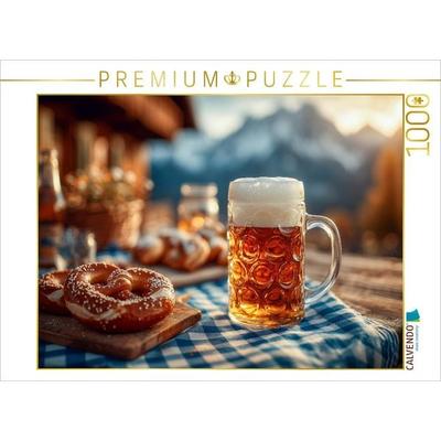 CALVENDO Puzzle Bier mit Brezn - Männer-Mai wie er sein soll | 1000 Teile Lege-Größe 64x48cm Foto-Puzzle für glückliche Stunden