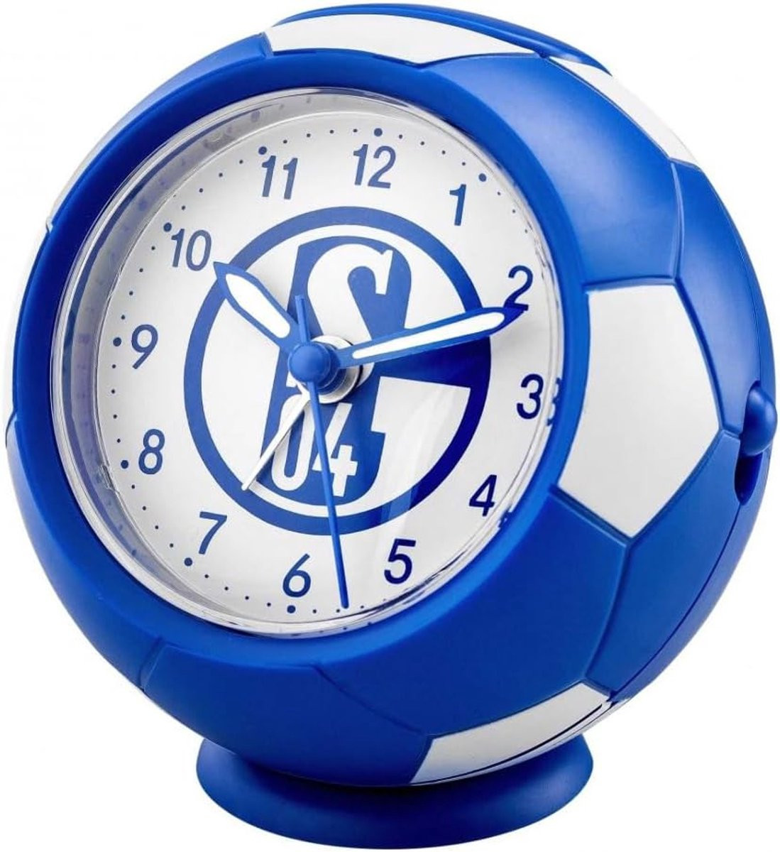 Voetbal Wekker Blauw Wit - Klok met Voetbal Design - 9 x 8 x 9 cm