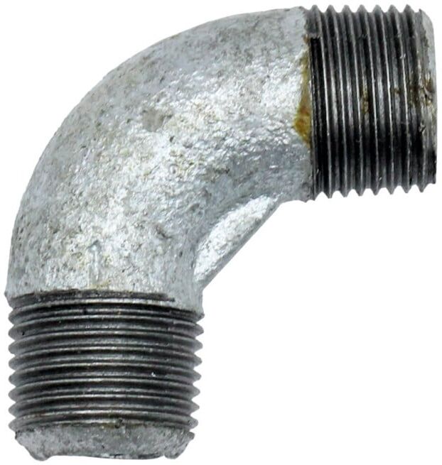 Riegler Coude 94, 90°, Mâle/Mâle, R 1, fonte malléable noire galvanisée à chaud (TFW 94-10)