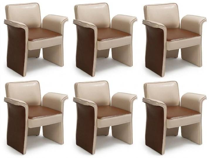 JVmoebel Esszimmerstuhl Stuhlgruppe Beige Braun Kunstleder Modern Ausdrucksstark Exklusiv, Made in Europa