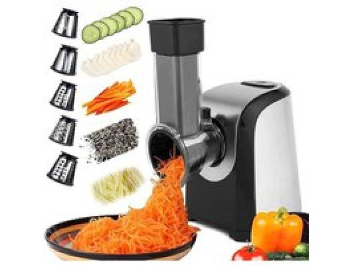 Coupe-Légumes Électrique 150W-Râpe Électrique 5 En 1 Avec 5 Lames Inox Mandoline Multifonction Pour Légumes Fromage Et Fruits