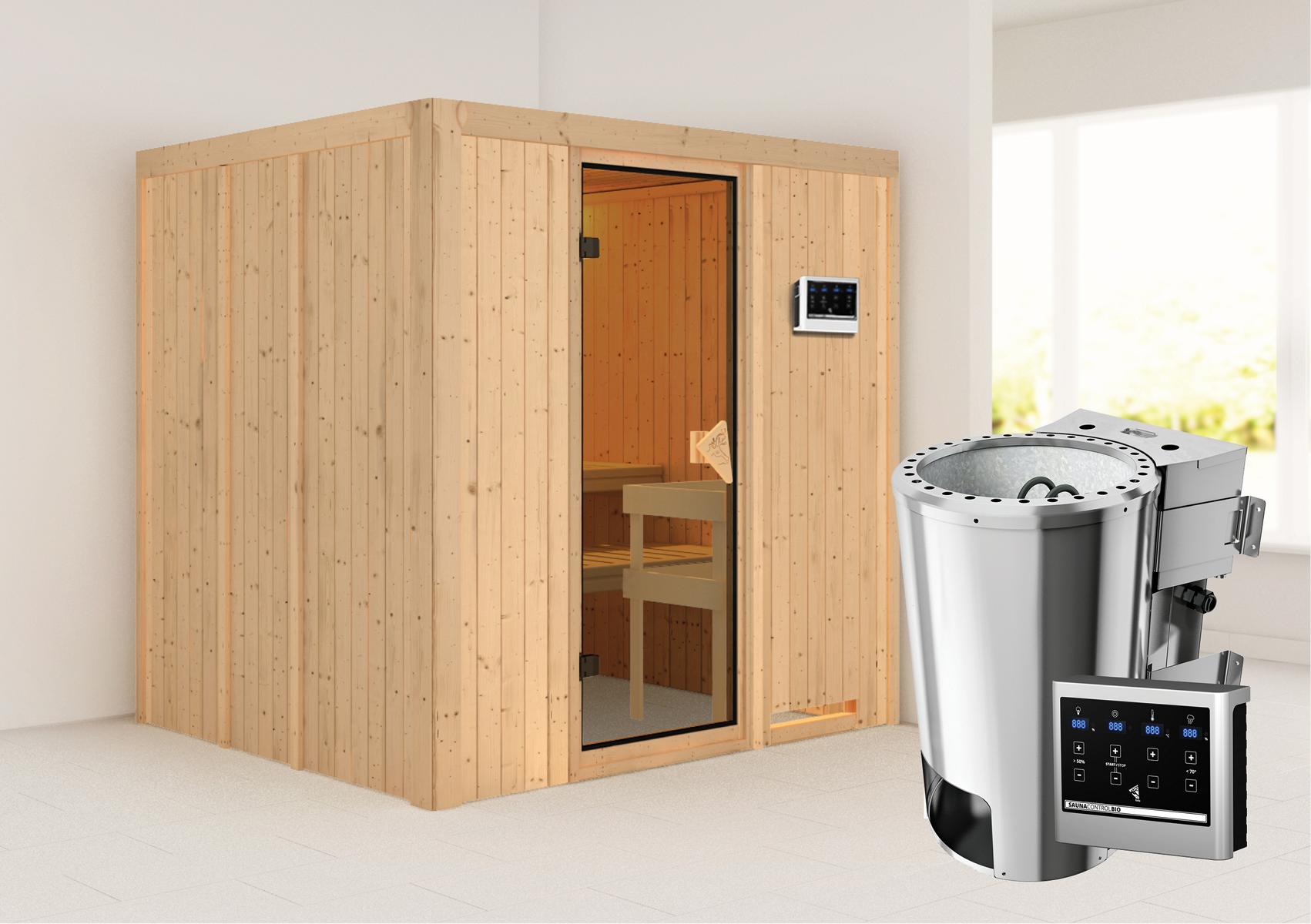 KARIBUHOLZT Sauna Daria Front 3,6kW Bio ext. S bronz.GGT 08288738
