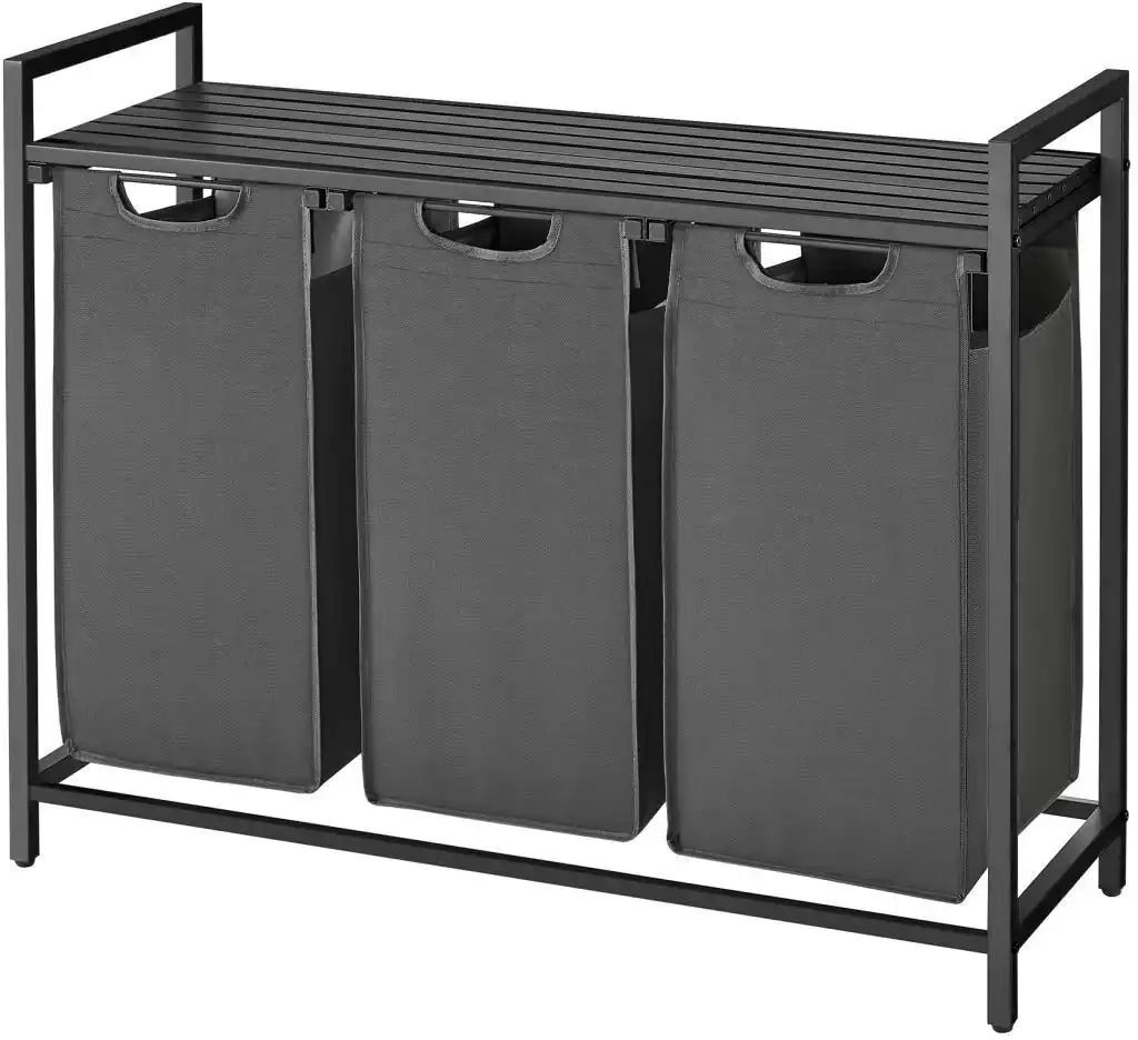Höffner Wäschekorb   ¦ grau ¦ Stoff,Metall ¦ Maße (cm): B: 92,5 H: 72