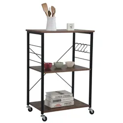 Relaxdays Industrial Rollwagen 3 Ebenen Braun,Schwarz