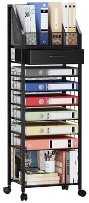 No "9 Tier Rolling File Cart - 10.34""D x 13.94""W x 43.3""H"