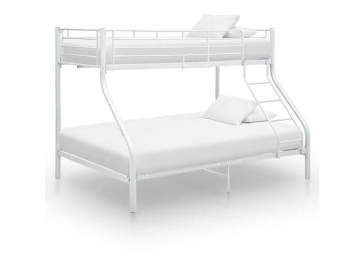 RJPLMFV Etagenbett, Metall, Weiß, 140 x 200 cm Mit Leiter, Geländer, Lattenrost inklusive, ohne Matratze