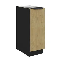 Küchen Unterschrank Schrankauszug 30 cm CREMONA Eiche Schwarz Küche Küchenzeile
