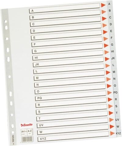 Esselte 100112 A4 separadores   plástico  A-Z   20 posições