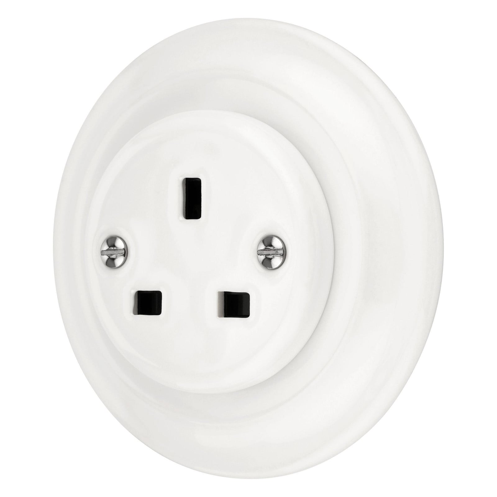 ADAKAT Inbouwstopcontact van porselein in retro-stijl, type G (Brits/UK-standaard), wit