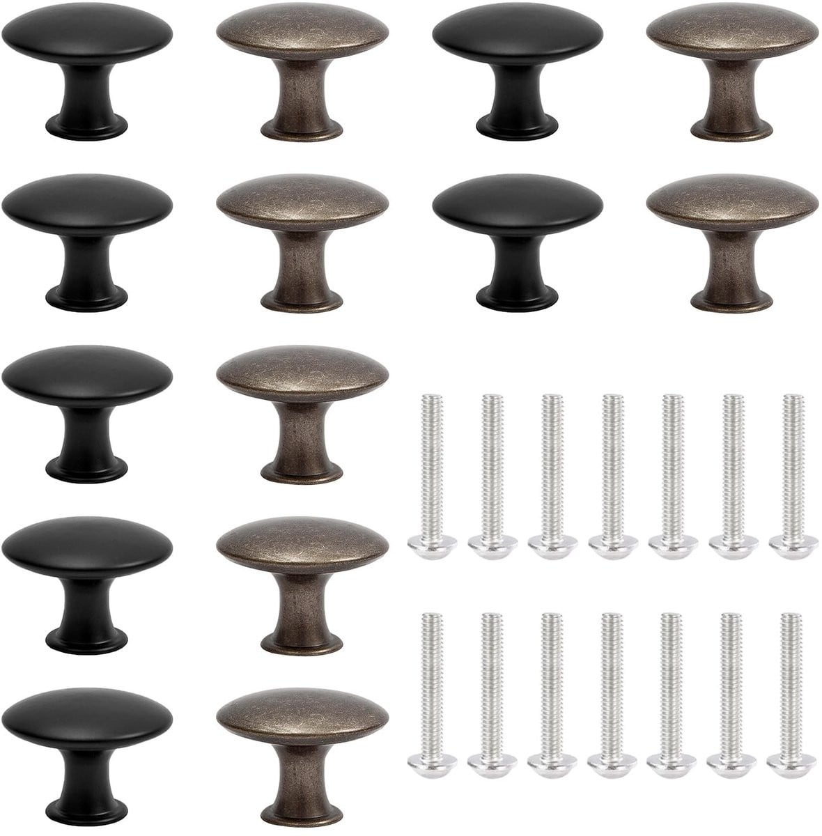 Dailygoods Kastknoppen 30mm Vintage Deurknoppen Antieke Stijl - 14 stuks inclusief schroeven