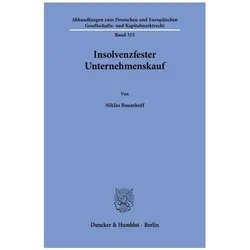 Insolvenzfester Unternehmenskauf, Fachbücher von Niklas Baumhoff