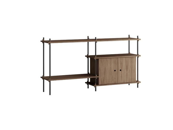 MOEBE Shelving System Regal mit Schrank Geräucherteeiche-black, 163x85x35 cm, S.85.2.C