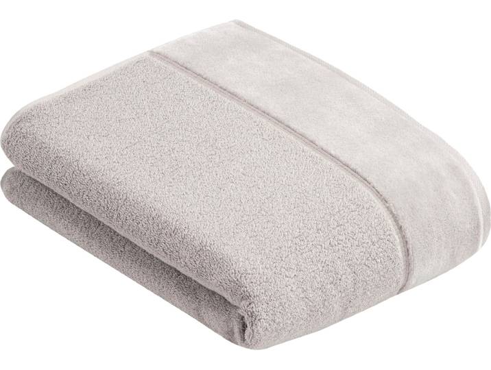 Badetuch VOSSEN Pure , grau (stone), B:67cm L:140cm, Frottier, Obermaterial: 100% Baumwolle, Handtücher, Badetuch, Baumwolle & VEGAN, mit eleganter Veloursbordüre