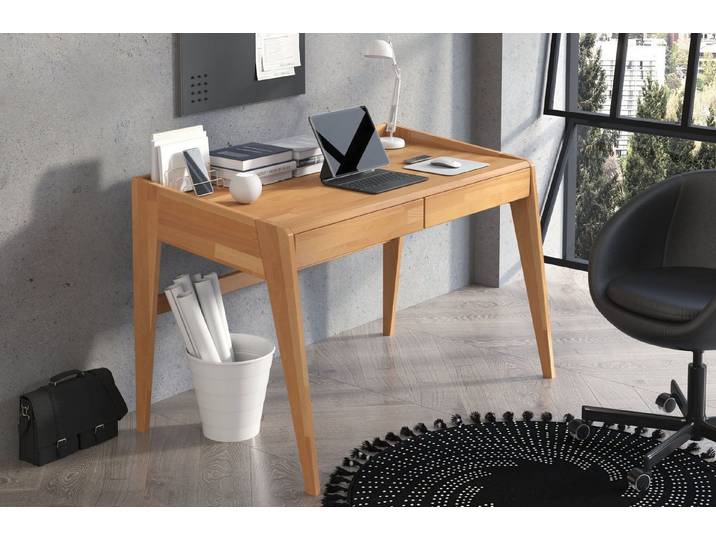 Visby Schreibtisch Lisa (Arbeitstisch / Kinderschreibtisch 125 cm Naturfarben, Buchenholz), Arbeitstisch erhältlich in Naturtönen, Pastell- und kräftigen Farben