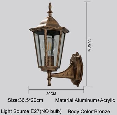 Youfap Market Retro Outdoor Waterproof Lighting, Europe Style Wall Lamp For Courtyard, Aisel Stairs, Residential Balcony Porch Fixture bronze Up