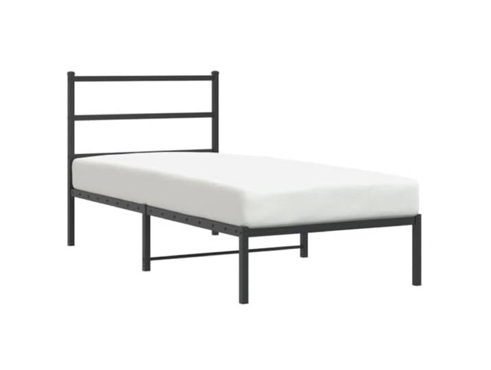 KKgypkn Stahlbett 90x200 cm Bettgestell mit Kopfteil Metall Schwarz, inklusive Lattenrost und Mittelbeinen, pulverbeschichteter Stahlrahmen, stabiles Bett mit Stauraum unter dem Bett