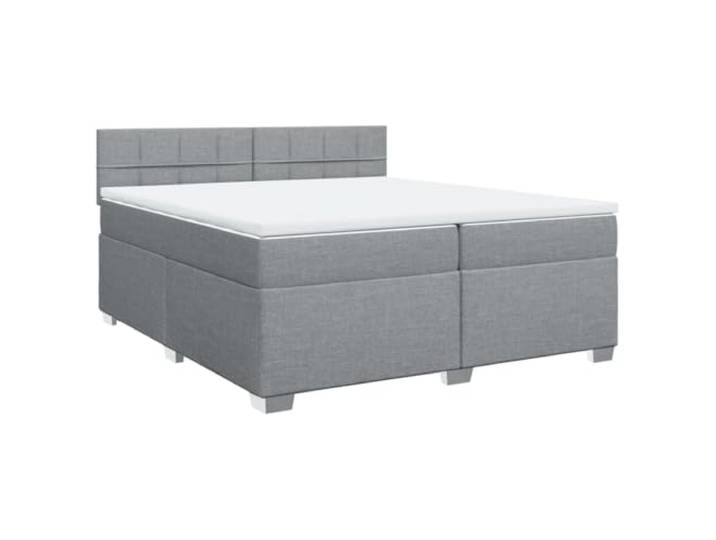 vidaXL Boxspringbett mit Matratze Hellgrau 200x200 cm Stoff