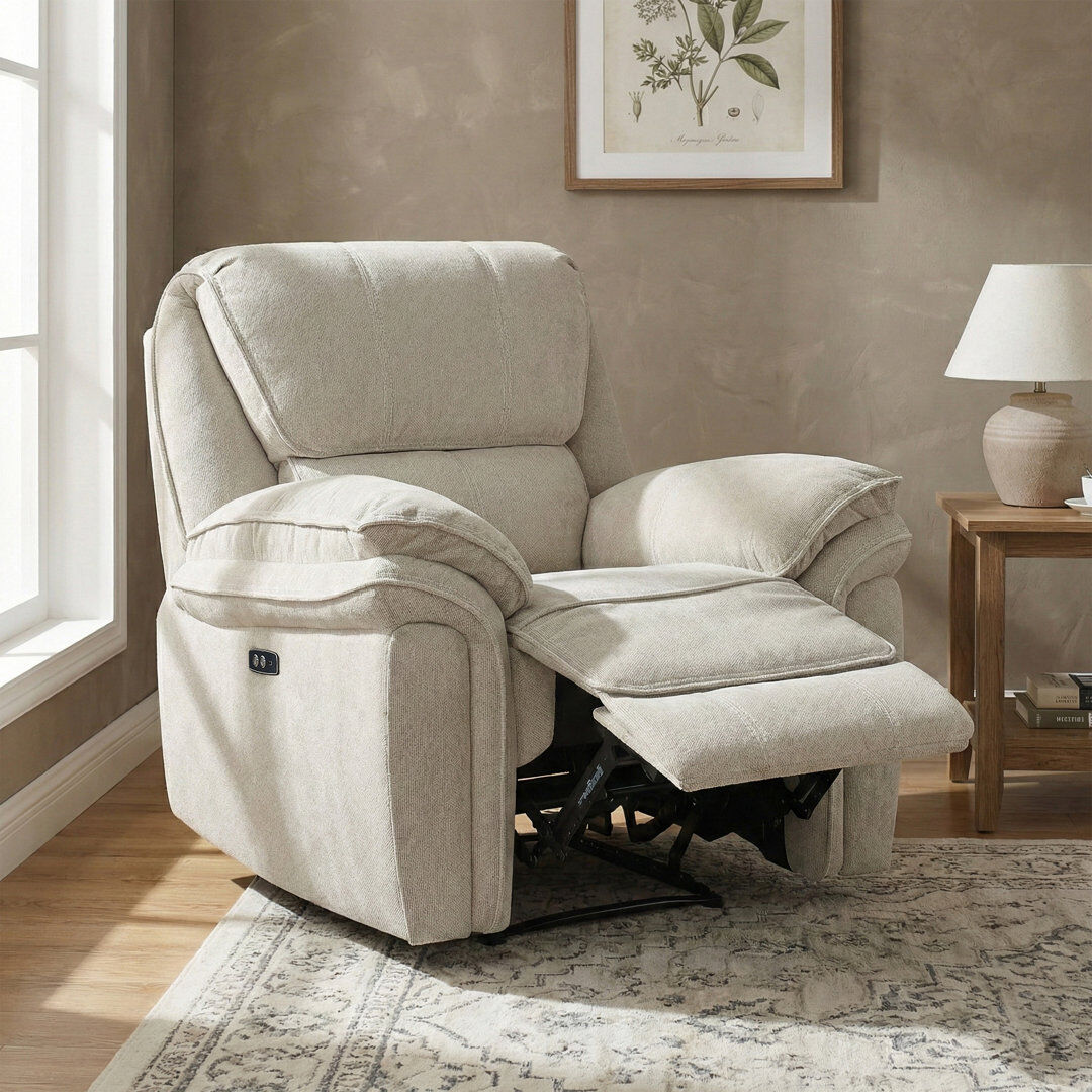 Lark Manor Coomer 97cm Wide Standard Recliner Beige 105cm H X 97cm W X 95cm D