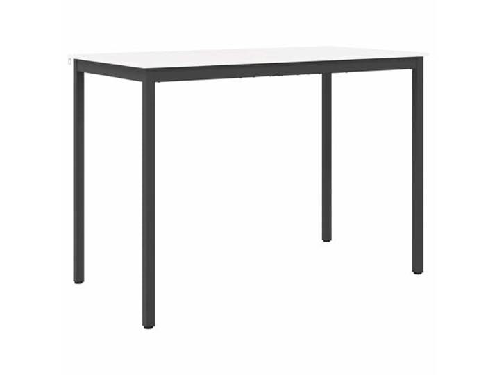 KDACVBMG Bartisch, weiß, 150 x 80 x 105 cm, massives Kiefernholz Quadratische Metallbeine, H-Balken, minimalistischer Industriestil, Innenbereich, Küche, Esszimmer, abwischbare Pflege