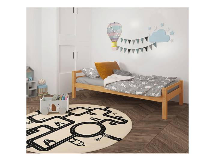Massivholzbett Obispa 90 x 200cm Massivholz Kiefer, lackiert Braun/Kiefer Kiefer