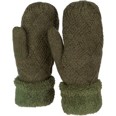 Fäustlinge STYLEBREAKER "Strickhandschuhe Fäustlinge mit Rauten Muster und Fleece", Damen, grün (oliv), Obermaterial: 100% Polyacryl PAN., Modisch, Handschuhe Fäustlinge