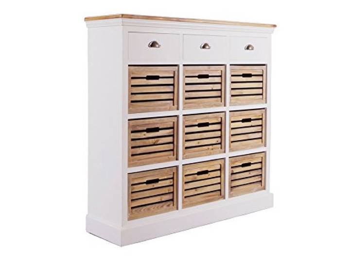Landhausmöbel - Kommode Touraine Holz 12 Schubladen Vintage Look weiß