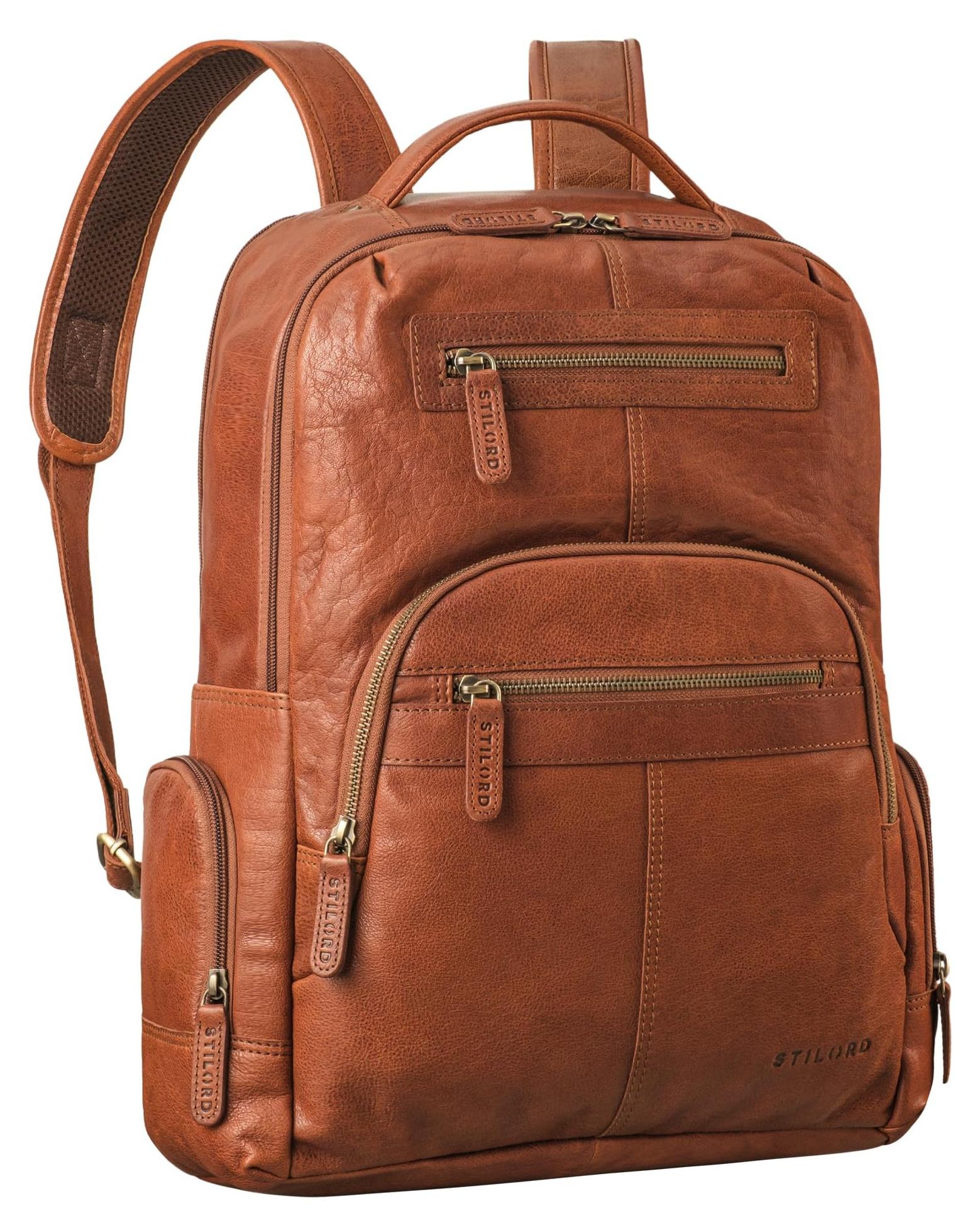 Robuste Lederne Rucksack für Laptops bis 15,6 Zoll