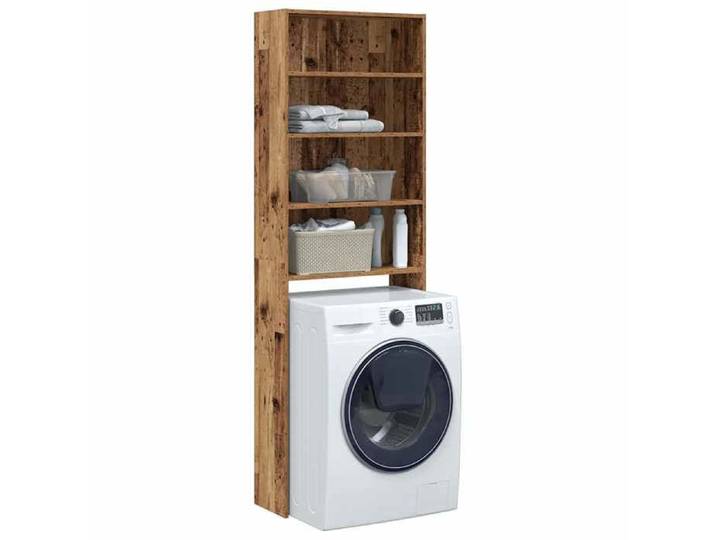 Joli & Fonctionnel - Colonne Salle De Bain - Meuble pour machine à laver - Etagères Réglable - vieux bois 64x24x190 cm kda3513487