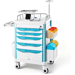 VEVOR Medizinwagen 110kg Laborwagen Medizinischer Servicewagen 84x68x165cm, für Kliniken Krankenhäuser & Labore, Geräuscharmer Transportwagen mit 5 Schubladen, 360° Schwenkbaren, Feststellbaren Rädern