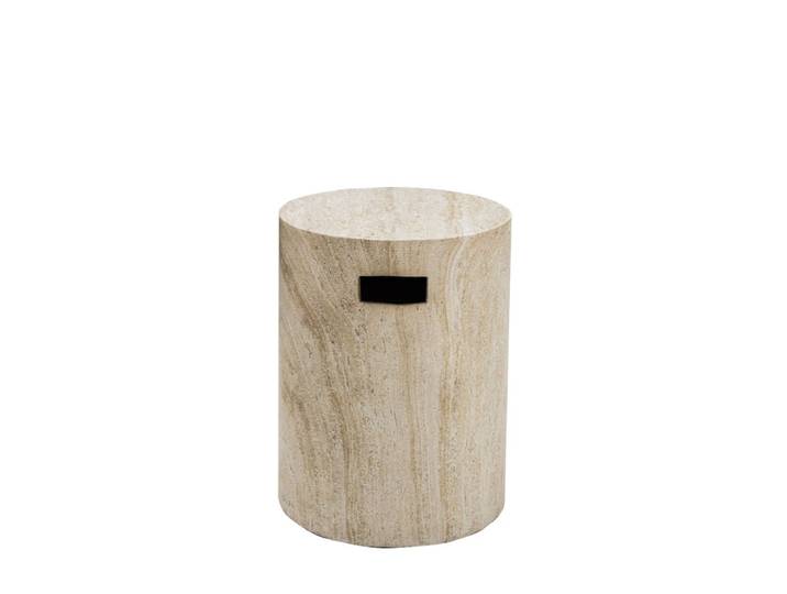 Tabouret effet travertin ø35cm - beige