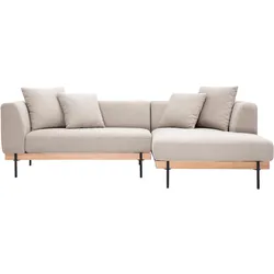 Ecksofa rechts 4-Sitzer in beige Chenille-Stoff und schwarzem Metall IVAR
