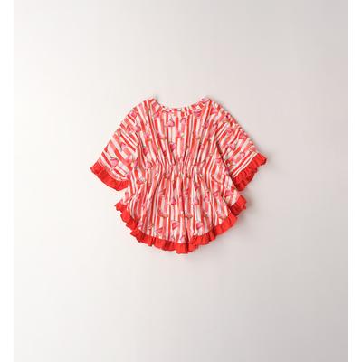 Badeponcho SARABANDA "BABY GIRL SUMMER DRESS", Mädchen, Gr. 104, rot (rot, rot), Baumwolle, Hausmäntel