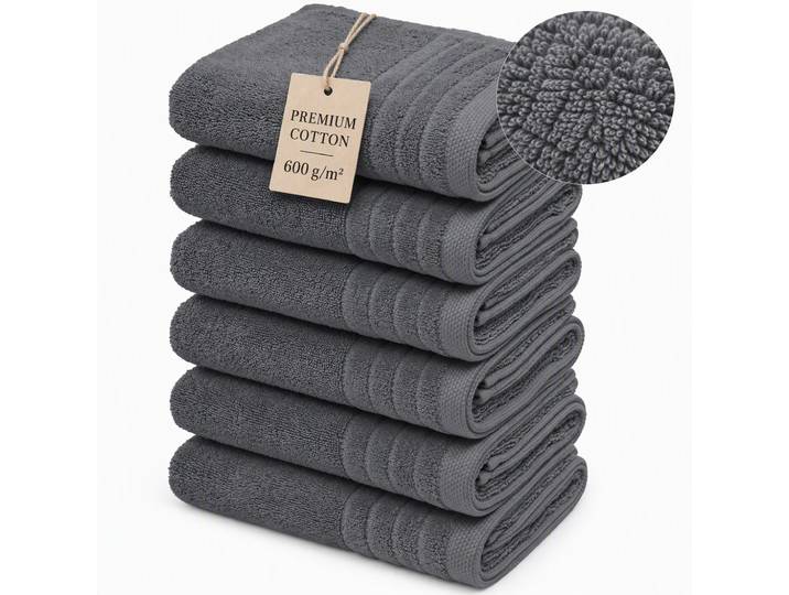 Handtücher GOODPRODUCT Sanremo Premium, Premium Handtücher, 600 gr/m², 40x70cm , grau (anthrazit), B:40cm L:70cm, Frottier, Frottier, Handtücher, Handtücher, mit Bordüre, flauschig & weich, dicke Qualität, 5 Jahre Garantie