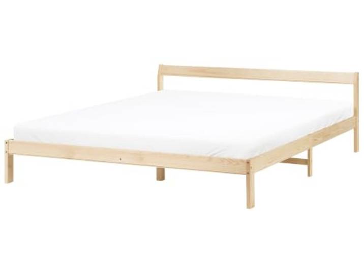 Beliani Holzbett Hellbraun mit Lattenrost 180x200 cm schlicht Doppelbett Skandi-Design Madone