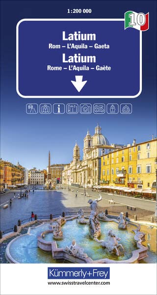 Hallwag Kümmerly+Frey AG - Latium-Rom Nr. 10 Regionalkarte Italien 1:200 000: Rom - L'Aquila - Gaeta (Kümmerly+Frey Regionalkarten) - Preis vom 17.10.2026 19:25:27 h