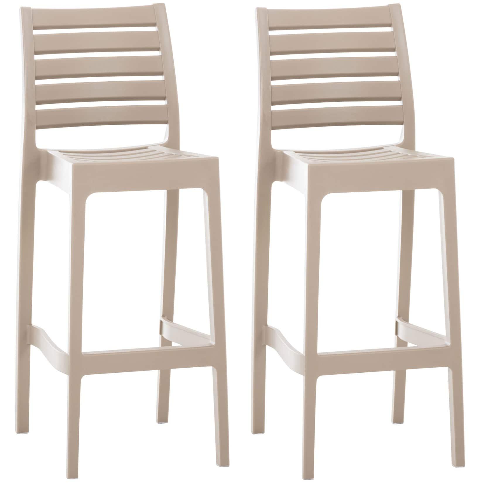 CLP 2er Set Outdoor-Barhocker Ares Mit Fußstütze I Stapelbare Tresenhocker In Rattan-Optik