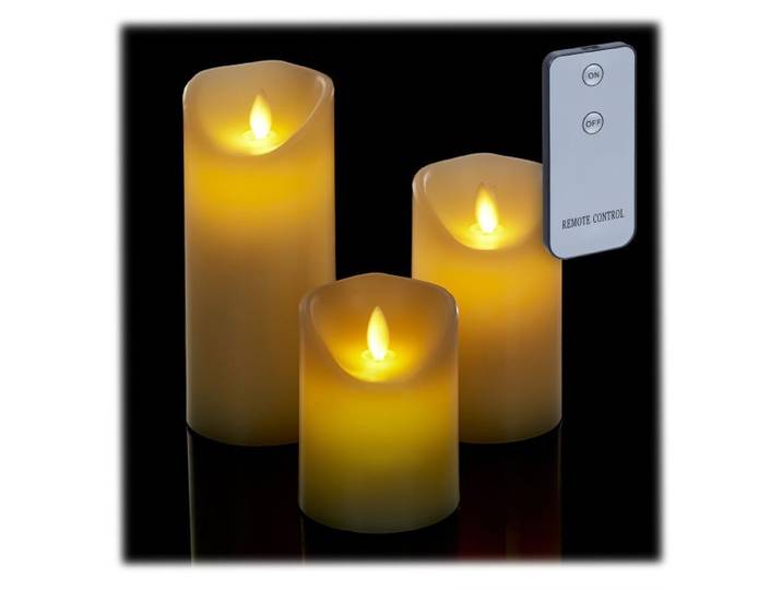 Relaxdays LED Kerzen 3er Set mit Fernbedienung
