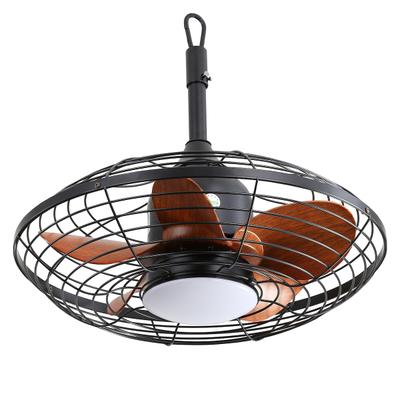MODFU Deckenventilator Outdoor Schwarz mit Fernbedienung und LED 18W 3CCT Timer, leiser DC Motor reversibel, 5 ABS Flügel, Aufhänghaken, 48x51x51 cm